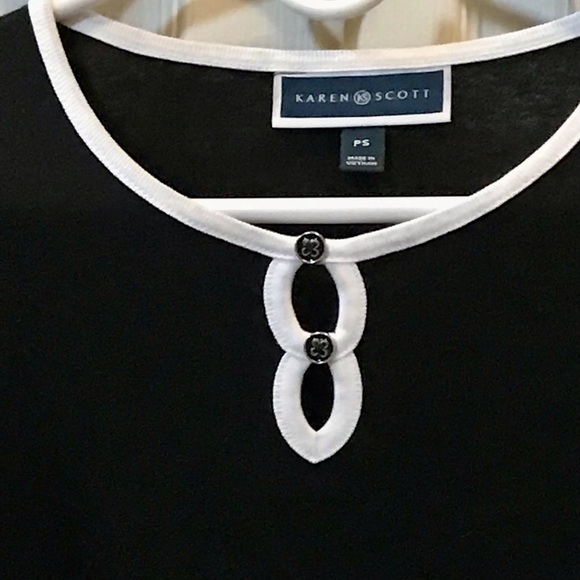 Karen Scott 3/4 Length Sleeve Shirt with Front Keyhole - Picture 4 of 6